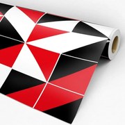 Papel de parede geométrico vermelho preto e branco