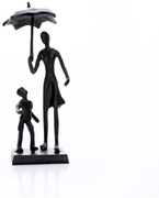 Escultura Decorativa em Metal Preto Mãe e Filho 22x7,8 cm - D'Rossi