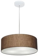 Lustre Pendente Cilíndrico Md-4132 Cúpula em Tecido 40x15cm Café - Bivolt