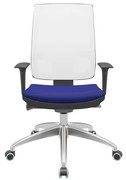 Cadeira Office Brizza Tela Branca Assento Aero Azul Autocompensador Base Aluminio 120cm - 63789 Sun House