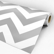 Papel de parede adesivo Chevron cinza e branco