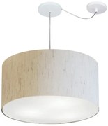 Lustre Pendente Cilíndrico Com Desvio Md-4253 Cúpula em Tecido 55x30cm Linho Bege - Bivolt