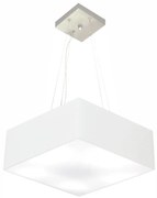 Lustre Pendente Quadrado Md-4196 Cúpula em Tecido 15/45x45cm Branco - Bivolt