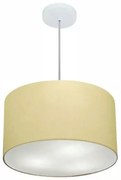 Lustre Pendente Cilíndrico Md-4019 Cúpula em Tecido 40x21cm Algodão Crú - Bivolt