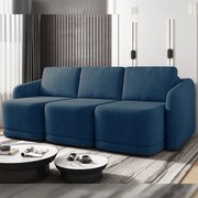 Sofá Cama Modulado Retrátil e Reclinável Decorativo Varsóvia 246cm Veludo Azul Marinho G33 - Gran Belo