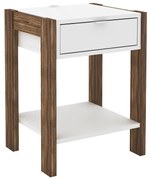 Mesa de Cabeçeira para Quarto Decorativa AZ1016 MDP Branco/Nogal G69 - Gran Belo