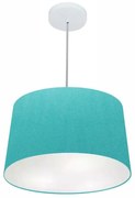 Lustre Pendente Cone Md-4156 Cúpula em Tecido 30/45x40cm Azul Turquesa - Bivolt