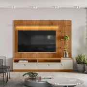 Estante Home Ripada 224cm Aloha para TV até 75 Nature/Off White G77 - Gran Belo