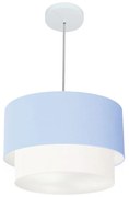 Lustres Pendentes Duplo Cilíndrico Vivare Md-4350 Cúpula em Tecido 45x40cm - Bivolt