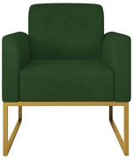 Poltrona Decorativa Isabella Base Industrial Suede Verde/Dourado G19 - Gran Belo