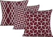 3 Capas para Almofada Soft Turim Geométrico Vinho 43x43cm