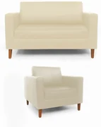 Conjunto Namoradeira + Poltrona Gabriela Courino Bege
