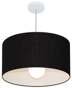 Lustre Pendente Cilíndrico Md-4169 Cúpula em Tecido 60x30cm Preto - Bivolt