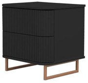 Mesa de Cabeceira Miami - Preto com Detalhes Dourado Soleil  Kleiner