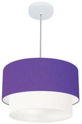 Pendente Cilíndrico Roxo e Branco MJ-4159 Para Mesa de Jantar e Estar