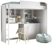 Cama Suspensa Juvenil Office com Nichos e Baú Concept S01 Branco - Mpo