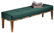 Recamier Decorativo 140cm Martínez Veludo Pés Madeira Verde/Mel G62 - Gran Belo