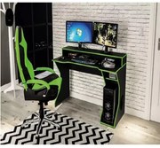 Mesa Gamer Computador Escrivaninha Preto e Verde Fremont