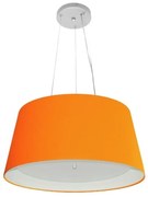 Lustre Pendente Cone Md-4144 Cúpula em Tecido 25x50x40cm Laranja / Branco - Bivolt