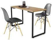 Conjunto Mesa de Cozinha Prattica Industrial 120cm e 2 Cadeiras Eames