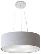 Lustre Pendente Cilíndrico Md-4184 Cúpula em Tecido 45x15cm Rustico Cinza - Bivolt