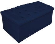 Recamier Baú Estofada Mel 90 cm Solteiro Com Capitonê  Suede Azul Marinho - ADJ Decor