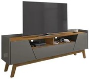 Rack Bancada para TV 70 Pol Pés Retrô 180cm Flora B02 Titanium/Natural