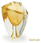 Vaso Triangular nº 4 Âmbar com Ouro Murano Cristais Cadoro