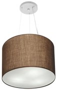 Lustre Pendente Cilíndrico Md-4183 Cúpula em Tecido 40x30cm Café - Bivolt