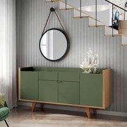 Buffet Balcão Decorativo Albani Sala de Jantar Verde Pistache/Freijó G26 - Gran Belo