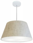 Lustre Pendente Cone Md-4249 Cúpula em Tecido 30/50x35cm Rustico Bege - Bivolt