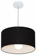 Lustre Pendente Cilíndrico Md-4031 Cúpula em Tecido 40x21cm Preto - Bivolt