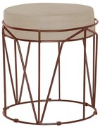 Puff Decorativo Sala de Estar Base Bronze Chloe Veludo Bege G41 - Gran Belo