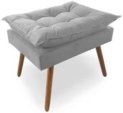 Puff Decorativo Opala Pés Palito Suede Cinza - Sheep Estofados - Cinza