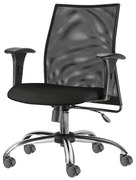 Cadeira Liss com Bracos Assento Courino Preto Base Semi Arcada Cromada - 54661 Sun House