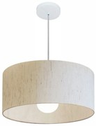 Lustre Pendente Cilíndrico Md-4052 Cúpula em Tecido 50x21cm Linho Bege - Bivolt