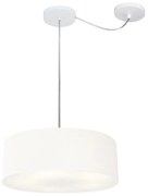 Lustre Pendente Cilíndrico Com Desvio De Centro Md-4255 Cúpula em Tecido 40x15cm Branco - Bivolt