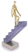 Escultura Decorativa Homem Escada em Poliresina Dourado 16 cm F04 - D'Rossi