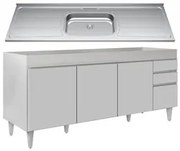 Balcão Gabinete Com Pia 180cm Dallas Branco - Lumil