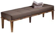 Recamier Decorativo 160cm Martínez Linho Pés Madeira Marrom/Natural G62 - Gran Belo