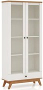 Estante Retro Joia com 1 Gaveta Porta de Vidro cor Off White com Freijo - 47477 Sun House