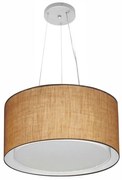 Lustre Pendente Cilíndrico Duplo Md-4123 Cúpula em Tecido 40x25cm Palha - Bivolt