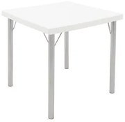 Mesa Geo Tramontina Beta Quadrada 79 cm em Polipropileno Branco com Base em Alumínio Polido