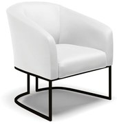 Poltrona Decorativa Industrial Preto Stella Sintético D03 - D'Rossi - Branco