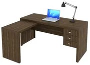 Mesa para Home Office com 03 Gavetas Nogal -Tecno Mobili