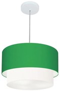 Pendente Cilíndrico Verde Folha e Branco MJ-4159 Para Mesa de Jantar e Estar