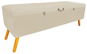 Calçadeira Baú Casal 140cm Caribe Pés Palito Suede Bege - Sheep Estofados - Bege