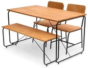 Conjunto Class Mesa Jantar + 2 Cadeiras + Banco Mel Base Preta - 62555 Sun House