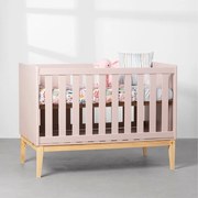 Berço Mini Cama Theo com Pés Square Natural - Rosa