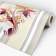 Papel de parede adesivo floral listrado